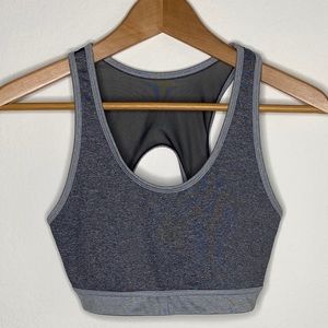 Grey & Black Sports Bra with Mesh Netting
